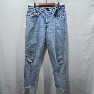 Levi Light Wash Button Fly WEDGIE High‎ Rise Ankle Jeans Raw Hem Women's Size 30